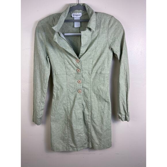 Womens Wrapper Brand Light Sage Green Two Piece Outfit Blazer and Skirt Size 7/8 - Picture 4 of 7